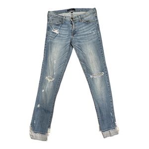 FLYING MONKEY Platinum Distressed Fringe Mid-Rise Jeans 29